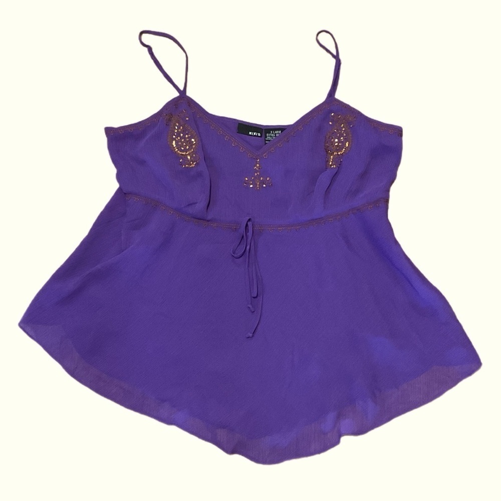 Vintage Purple beaded tank Top Y2k Embellishments 90’s tank top camisole